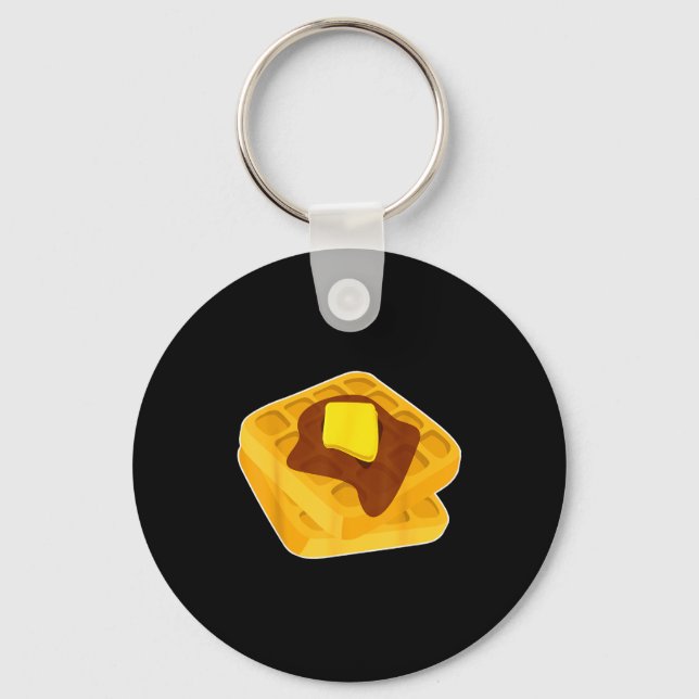 Funny Chicken &amp; Waffles Matching Halloween Cos Key Ring (Front)