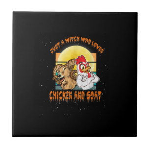 Funny Chicken And Goat Halloween Costume Gift Ceramic Tile