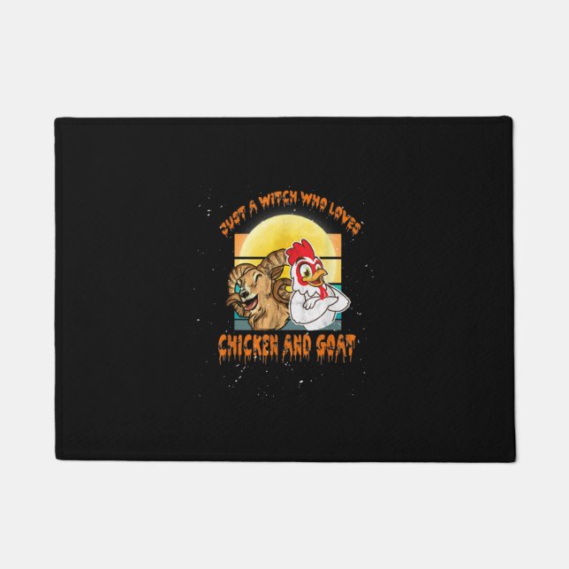 Funny Chicken And Goat Halloween Costume Gift Doormat (Front)