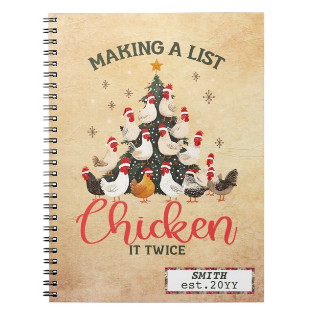 Funny Chicken Annual Christmas Notes and Memories Notebook (Front)
