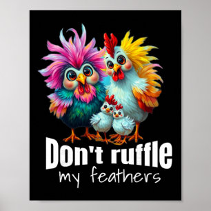 Funny Chicken Art Colourful Boys And Girls Gift Poster