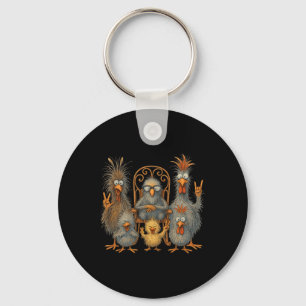 Funny Chicken Art Colourful Eagerlys Crazy Chicken Key Ring