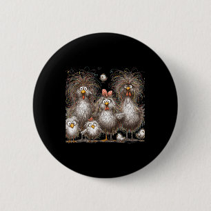 Funny Chicken Art Eagerlys Colourful 6 Cm Round Badge
