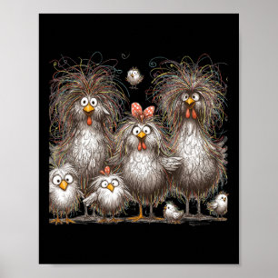 Funny Chicken Art Eagerlys Colourful  Poster