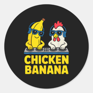 Funny Chicken Banana Classic Round Sticker