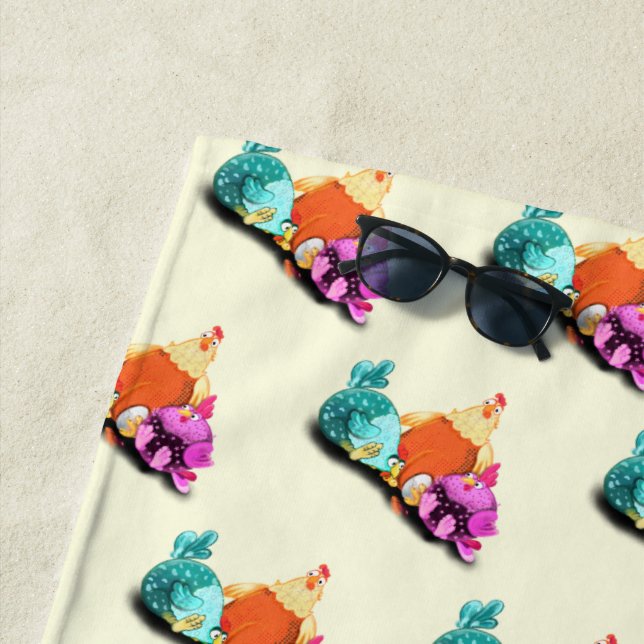 Funny Chicken Beach Towel (In Situ)