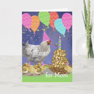 Funny Chicken Birthday for Mum with Party Chicks  Card