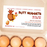 Funny Chicken Butt Nuggets Egg Carton Label<br><div class="desc">Fram Fresh Funny Cartoon illustration with saying Butt Nuggets Fram fresh egg carton label—a cute FDA complaint egg carton label for your farm's egg cartons.
Attribution ( Illustration Designed by Freepik )</div>