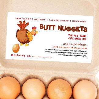 Funny Chicken Butt Nuggets Egg Carton Label