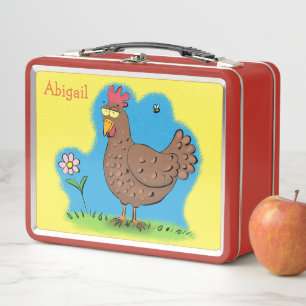 Funny chicken cartoon lunch box