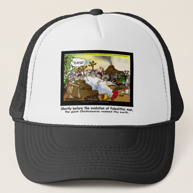 Funny Chicken (Chickasaurus) Tees Mugs Cards Etc Trucker Hat (Front)