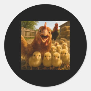 Funny Chicken Chicks For Easter Chickens Halloween Classic Round Sticker