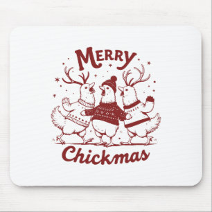 Funny Chicken Christmas Farm Animal Cute Xmas Merr Mouse Pad