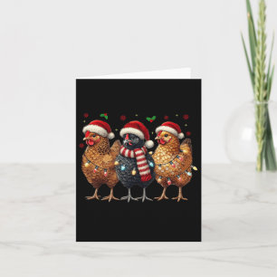 Funny Chicken Christmas Lights Animal Farmer Xmas Card