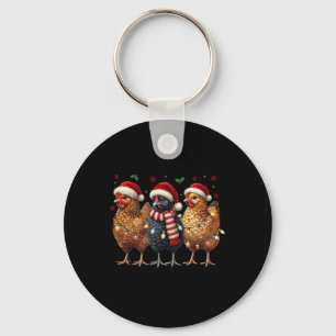 Funny Chicken Christmas Lights Animal Farmer Xmas Key Ring