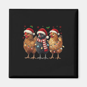 Funny Chicken Christmas Lights Animal Farmer Xmas Magnet