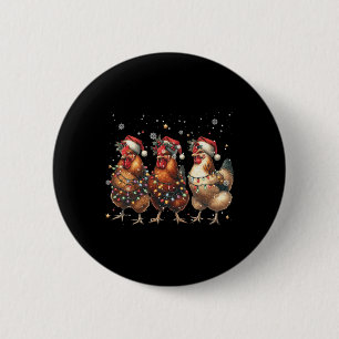 Funny Chicken Christmas Lights Farm Animal Cute Xm 6 Cm Round Badge