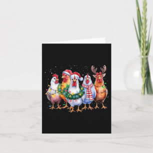 Funny Chicken Christmas Lights Farm Animal Cute Xm Card