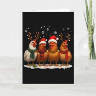 Funny Chicken Christmas Lights Farm Animal Cute Xm Card