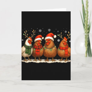 Funny Chicken Christmas Lights Farm Animal Cute Xm Card