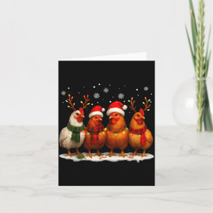 Funny Chicken Christmas Lights Farm Animal Cute Xm Card