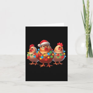 Funny Chicken Christmas Lights Farm Animal Cute Xm Card