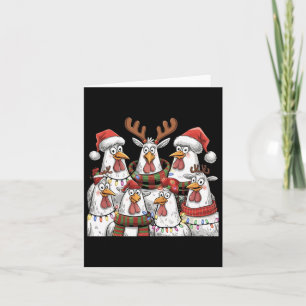 Funny Chicken Christmas Lights Farm Animal Cute Xm Card