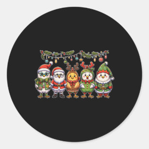 Funny Chicken Christmas Lights Farm Animal Cute Xm Classic Round Sticker