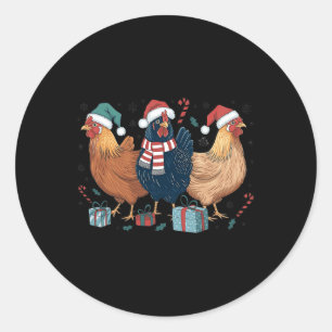 Funny Chicken Christmas Lights Farm Animal Cute Xm Classic Round Sticker