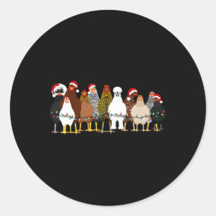 Funny Chicken Christmas Lights Farm Animal Cute Xm Classic Round Sticker