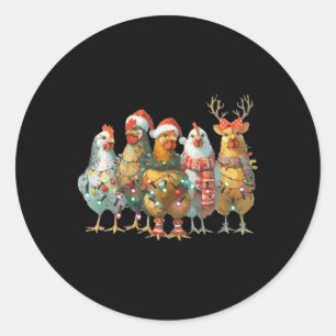 Funny Chicken Christmas Lights Farm Animal Cute Xm Classic Round Sticker