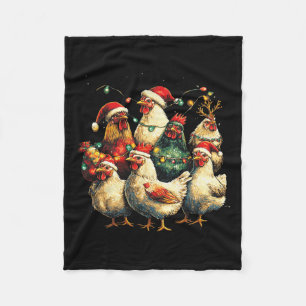 Funny Chicken Christmas Lights Farm Animal Cute Xm Fleece Blanket