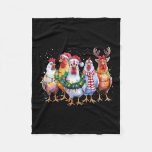Funny Chicken Christmas Lights Farm Animal Cute Xm Fleece Blanket