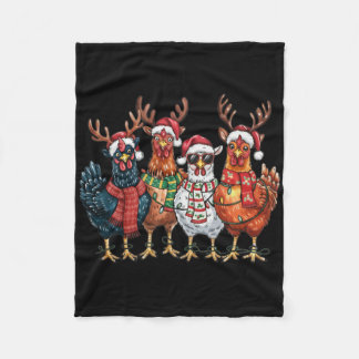 Funny Chicken Christmas Lights Farm Animal Cute Xm Fleece Blanket