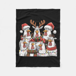 Funny Chicken Christmas Lights Farm Animal Cute Xm Fleece Blanket