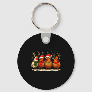 Funny Chicken Christmas Lights Farm Animal Cute Xm Key Ring