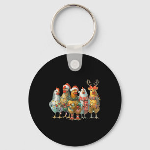 Funny Chicken Christmas Lights Farm Animal Cute Xm Key Ring