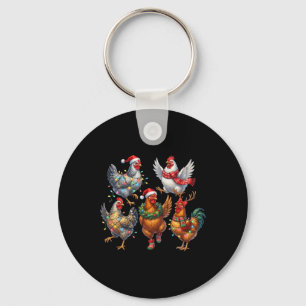 Funny Chicken Christmas Lights Farm Animal Cute Xm Key Ring