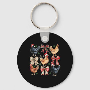 Funny Chicken Christmas Lights Farm Animal Cute Xm Key Ring