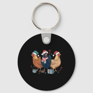 Funny Chicken Christmas Lights Farm Animal Cute Xm Key Ring