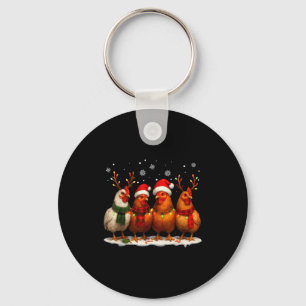Funny Chicken Christmas Lights Farm Animal Cute Xm Key Ring