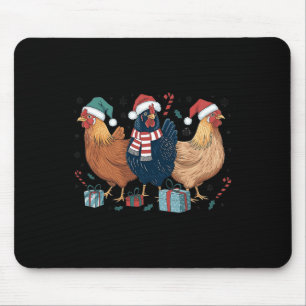Funny Chicken Christmas Lights Farm Animal Cute Xm Mouse Pad