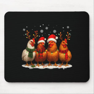 Funny Chicken Christmas Lights Farm Animal Cute Xm Mouse Pad