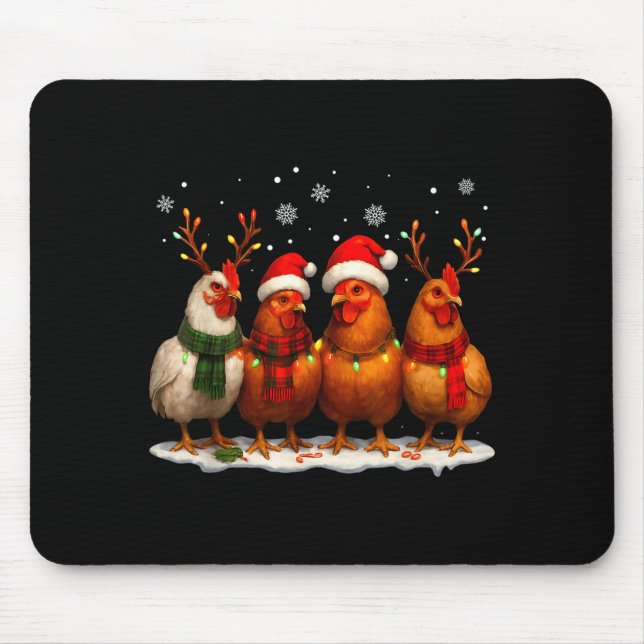 Funny Chicken Christmas Lights Farm Animal Cute Xm Mouse Pad (Front)