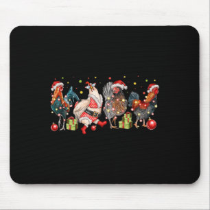 Funny Chicken Christmas Lights Farm Animal Cute Xm Mouse Pad