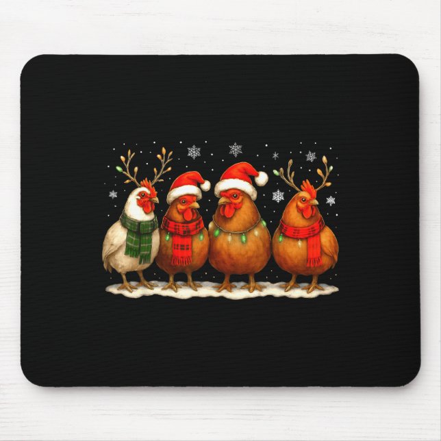 Funny Chicken Christmas Lights Farm Animal Cute Xm Mouse Pad (Front)