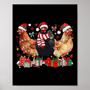 Funny Chicken Christmas Lights Farm Animal Cute Xm Poster