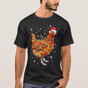 Funny Chicken Christmas Lights Farm Animal Cute Xm T-Shirt
