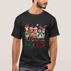 Funny Chicken Christmas Lights Farm Animal Cute Xm T-Shirt