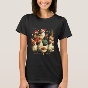 Funny Chicken Christmas Lights Farm Animal Cute Xm T-Shirt